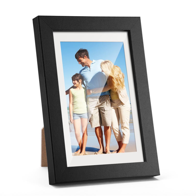 TWING 4x6 Picture Frame,Display Pictures 3x5 with Mat or 4x6 Without Mat,Small Picture Frame for Wall and Table Top Display,Black,1 Pack - Image 1